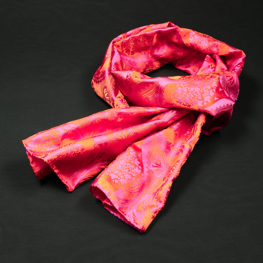 Silk Scarf Jacquard Silhouette Sericulture (Orange-Pink)