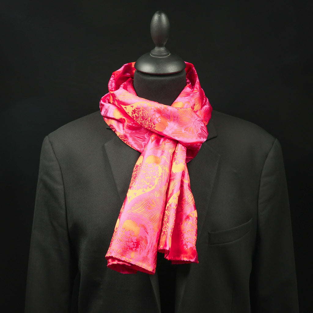 Silk Scarf Jacquard Silhouette Sericulture (Orange-Pink)