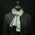 Silk Scarf Jacquard Silhouette Sericulture (Grey-Light Green)