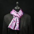 Silk Scarf Jacquard Silhouette Sericulture (Light Blue-Pink)