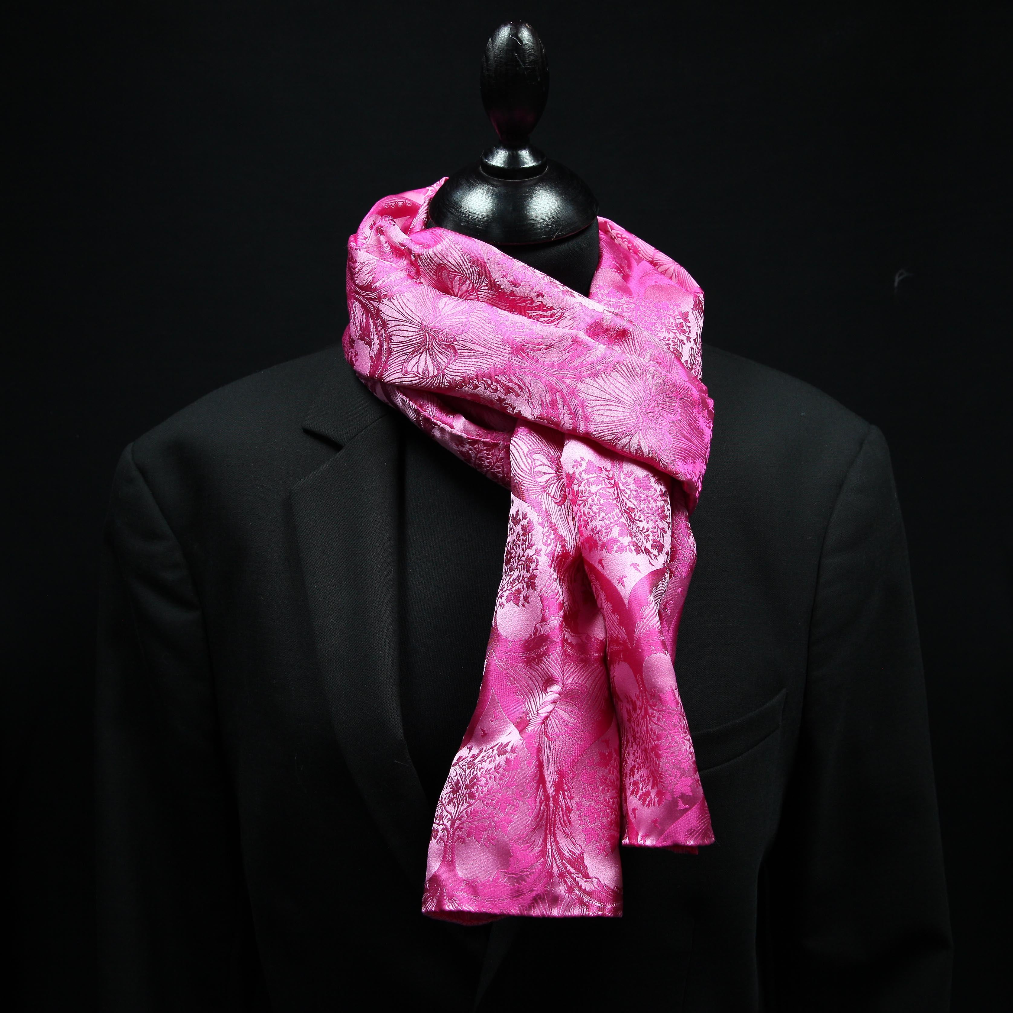 Jacquard Silk Scarf Silhouette Sericulture (Pink-Light Pink)