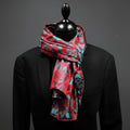 Jacquard Silk Scarf Scherenschnitt Sericulture (Petrol-Red)