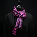 Silk Scarf Jacquard Silhouette Sericulture (Pink-Dark Blue)