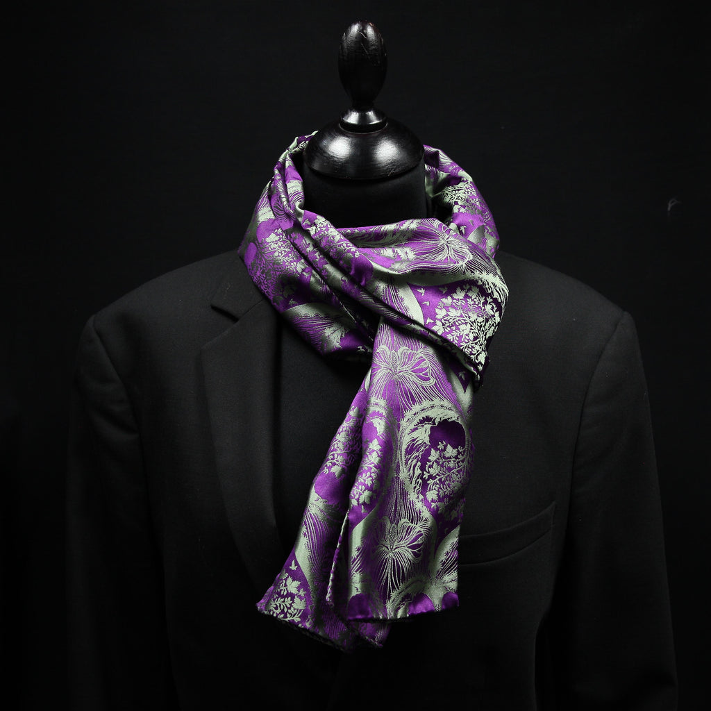 Silk Scarf Jacquard Scherenschnitt Sericulture (Pistachio-Violet)