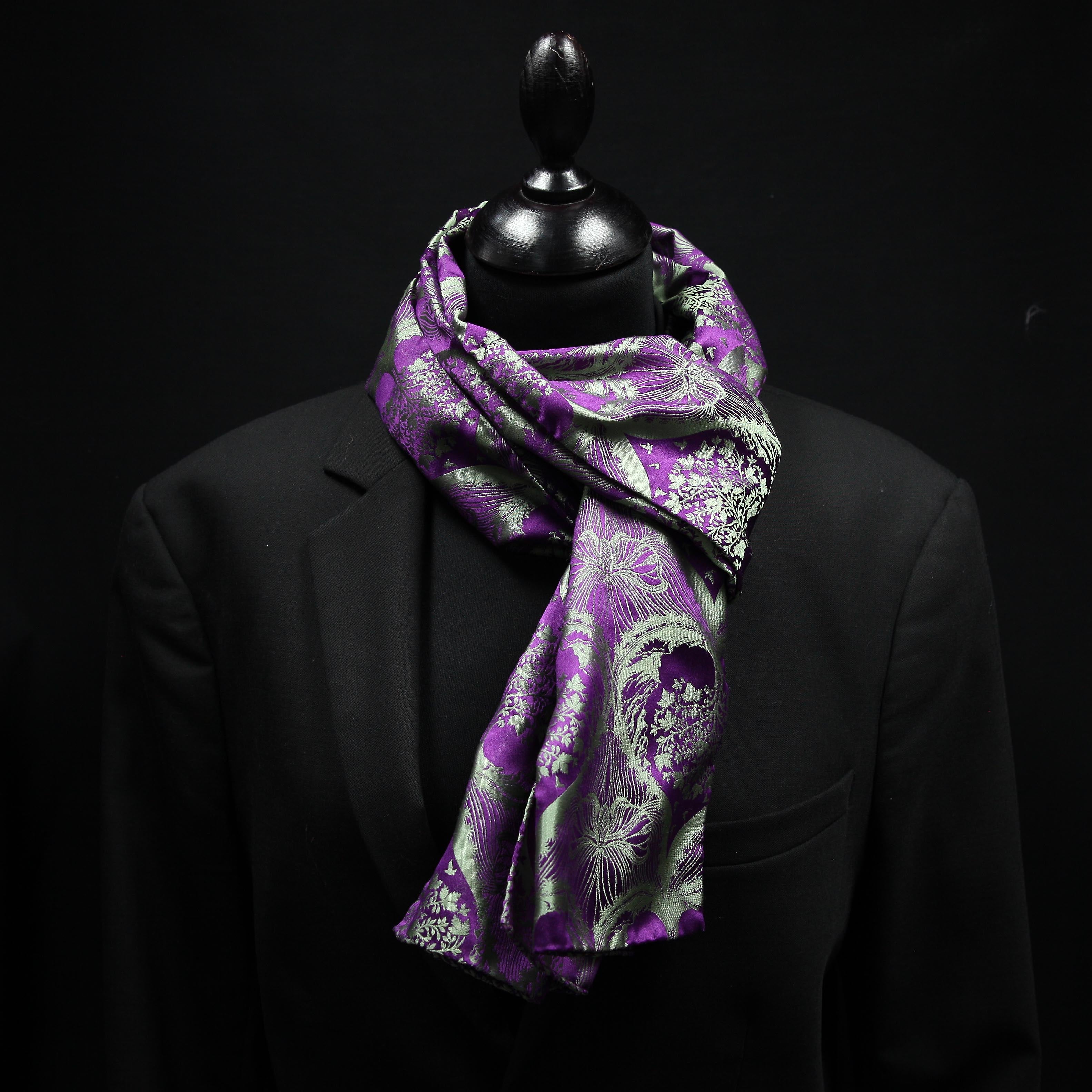 Silk Scarf Jacquard Scherenschnitt Sericulture (Pistachio-Violet)