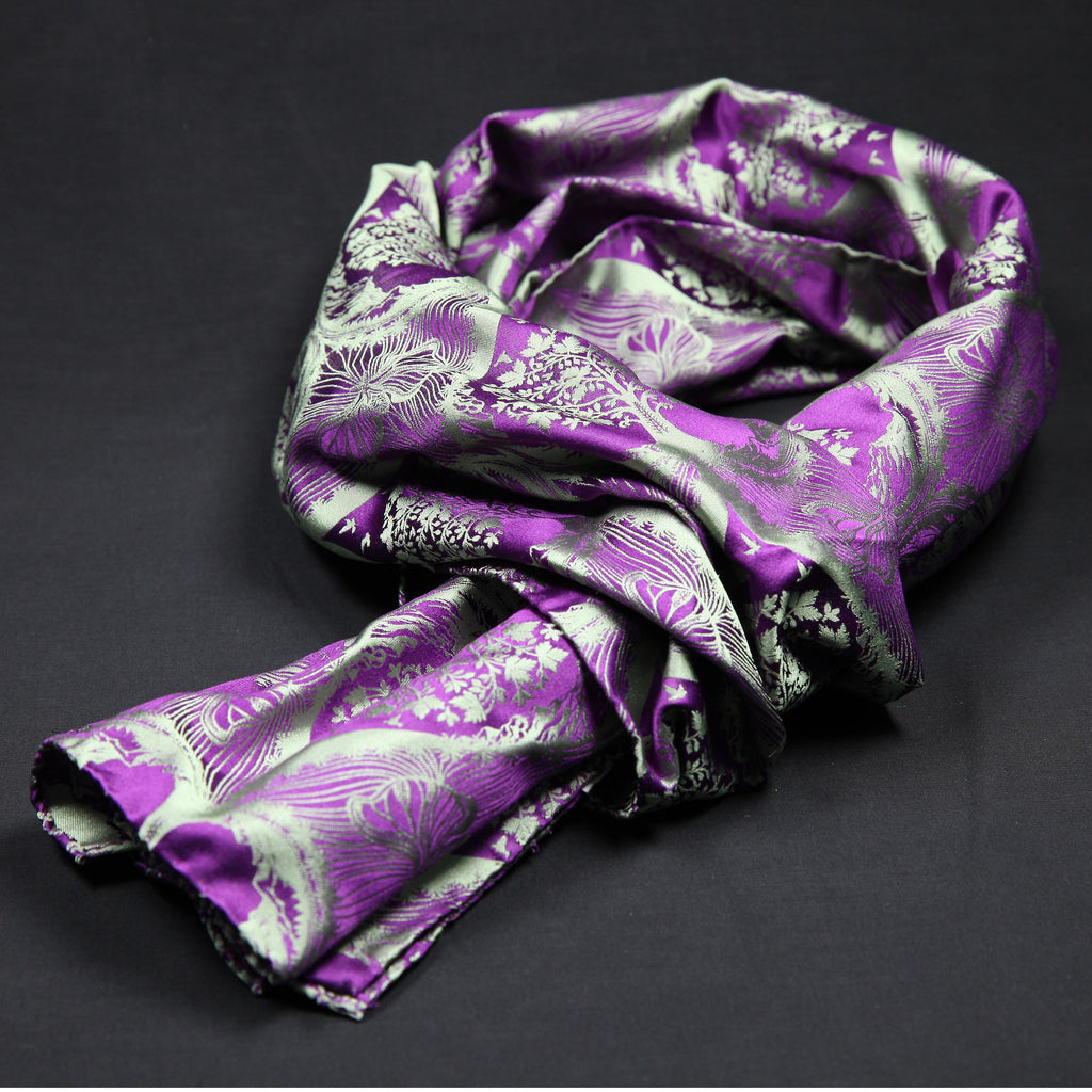 Silk Scarf Jacquard Scherenschnitt Sericulture (Pistachio-Violet)