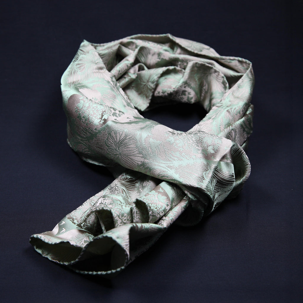 Silk Scarf Jacquard Silhouette Sericulture (Pistachio-Beige)