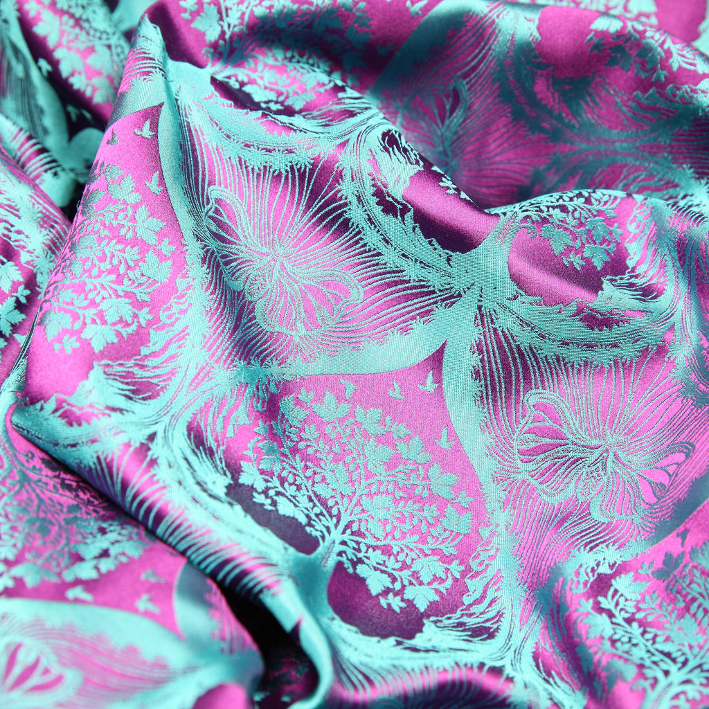 Silk Scarf Jacquard Silhouette Sericulture (Petrol-Violet)