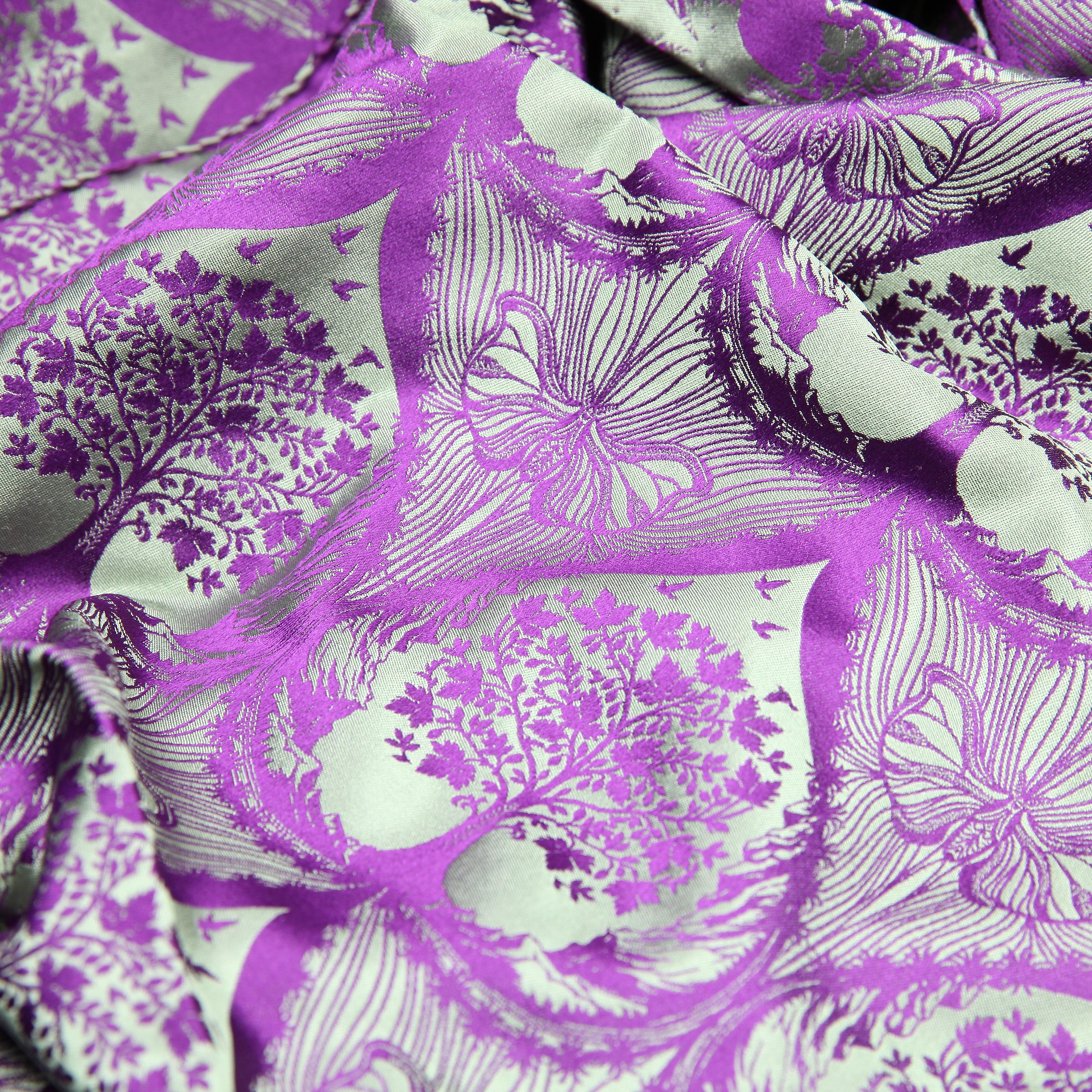 Silk Scarf Jacquard Scherenschnitt Sericulture (Pistachio-Violet)