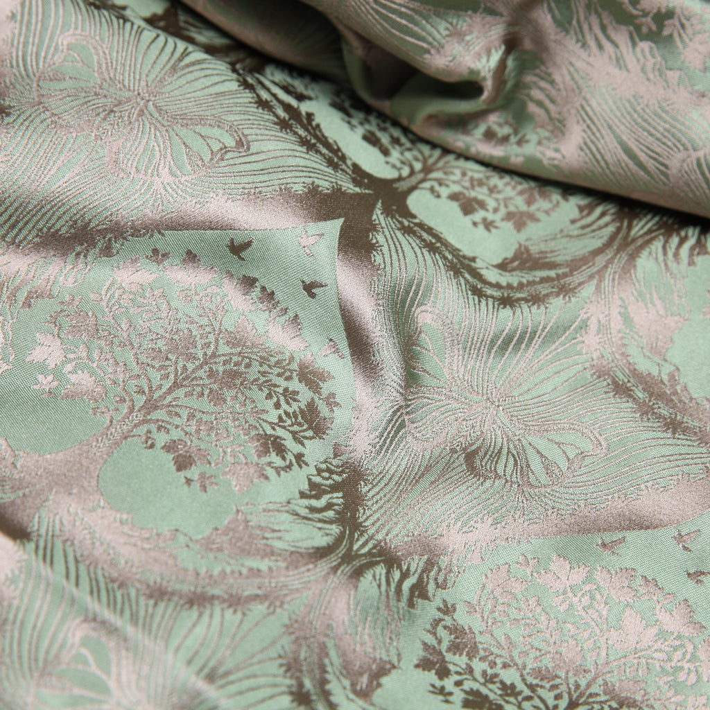 Silk Scarf Jacquard Silhouette Sericulture (Pistachio-Beige)