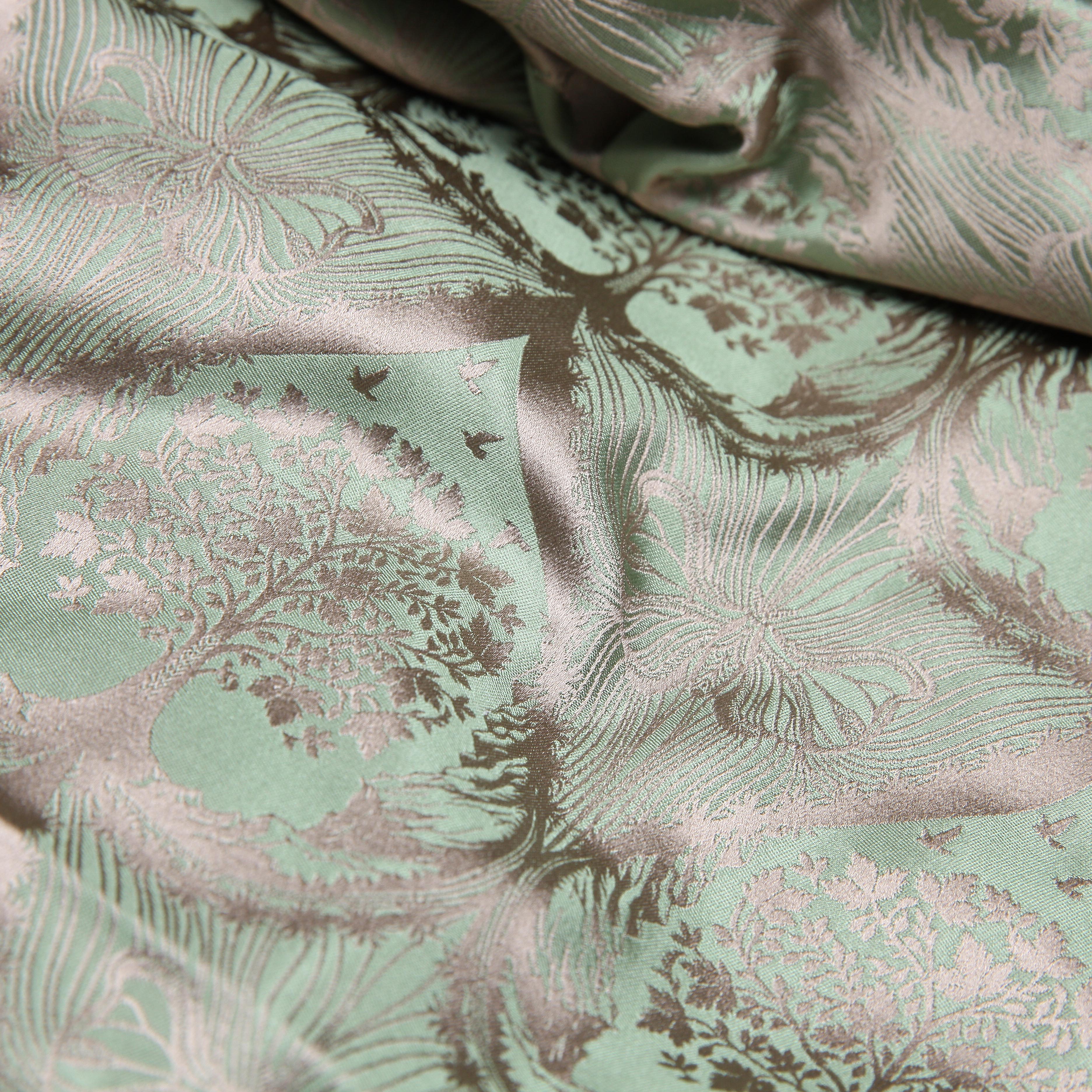 Silk Scarf Jacquard Silhouette Sericulture (Pistachio-Beige)
