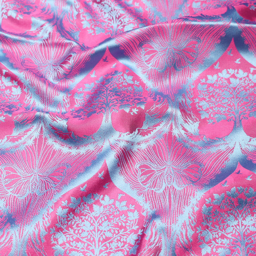 Silk Scarf Jacquard Silhouette Sericulture (Light Blue-Pink)
