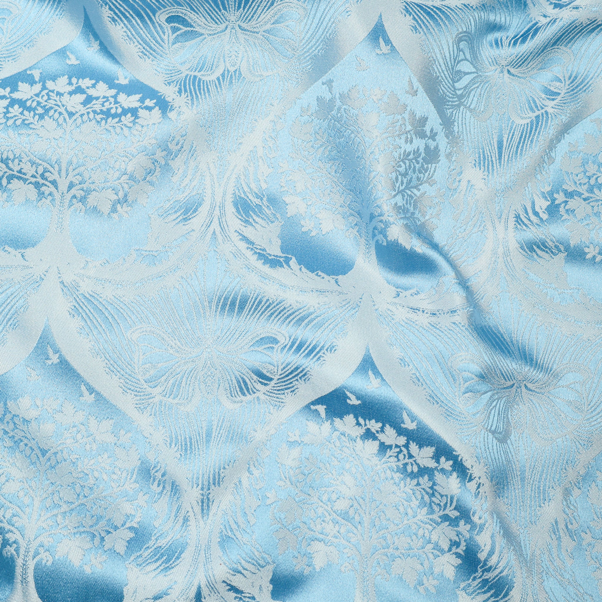 Silk Scarf Jacquard Silhouette Sericulture (Light Blue-Very Light Blue)