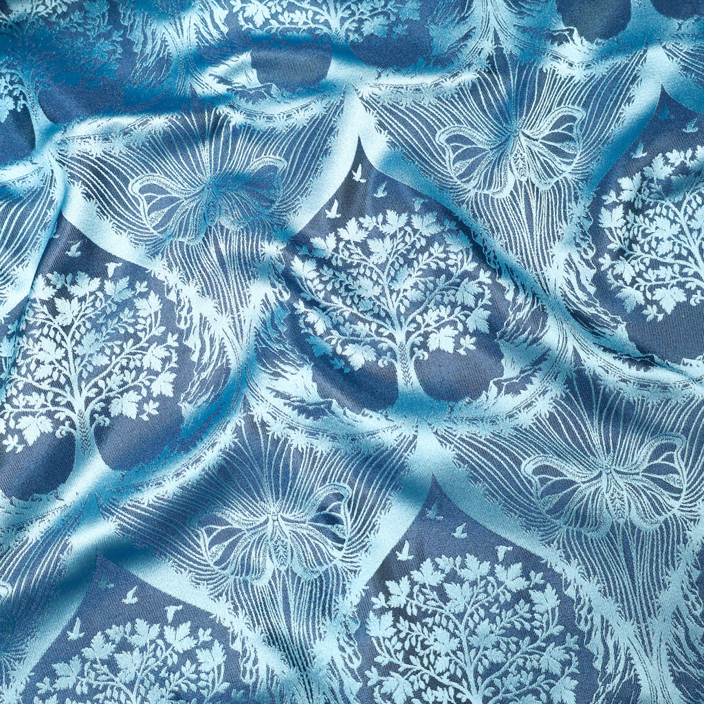 Silk Scarf Jacquard Silhouette Sericulture (Light Blue-Dark Blue)