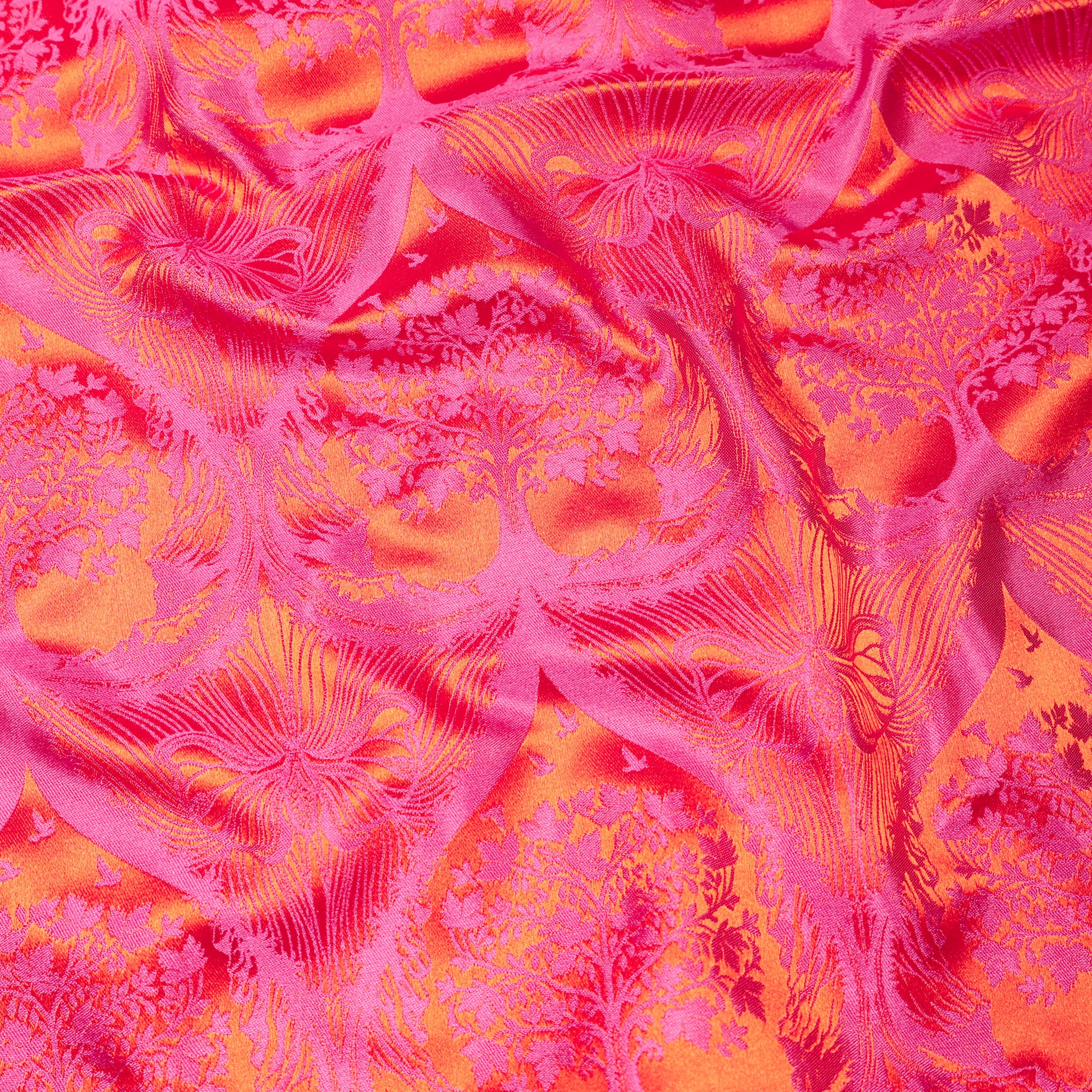 Silk Scarf Jacquard Silhouette Sericulture (Orange-Pink)