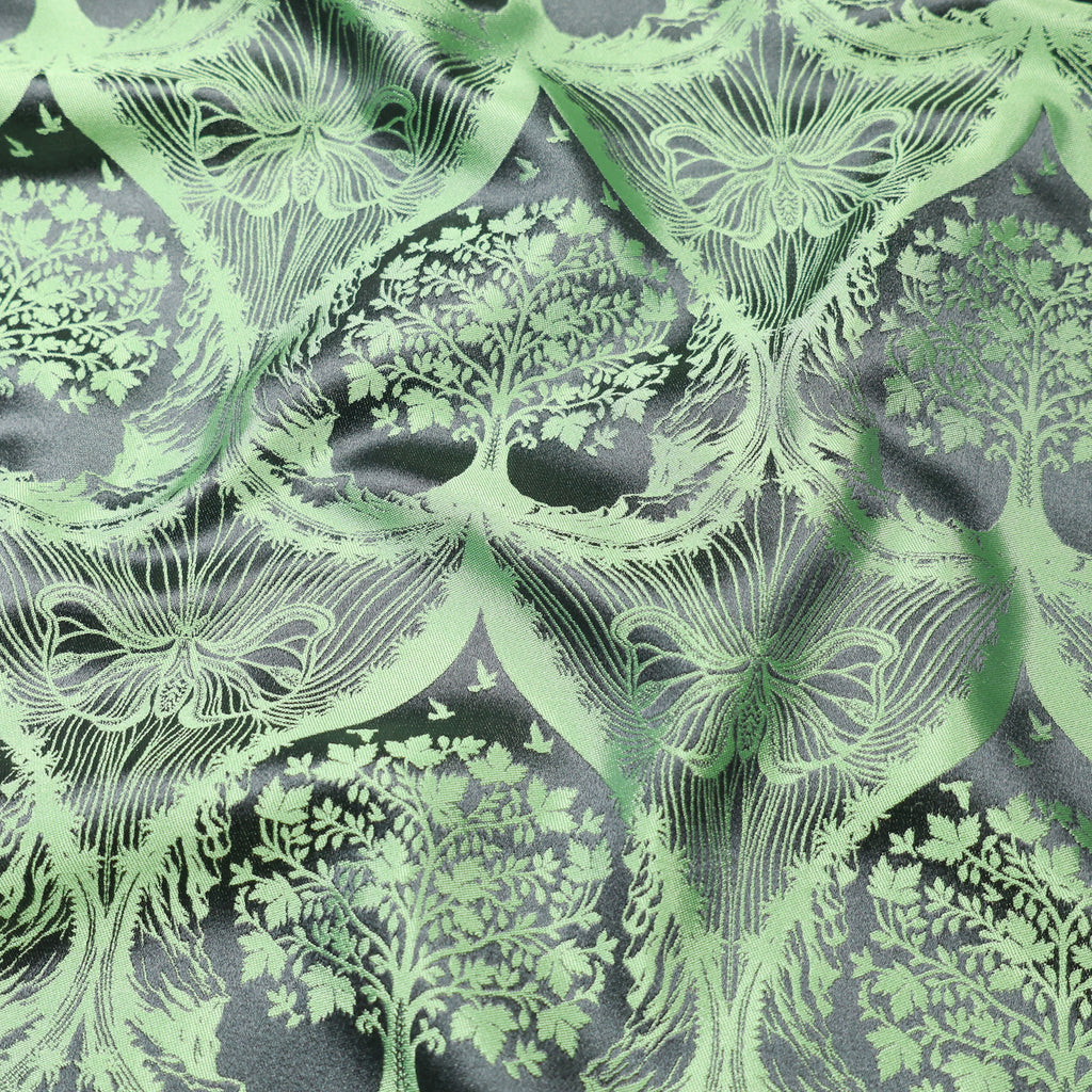 Silk Scarf Jacquard Silhouette Sericulture (Grey-Light Green)