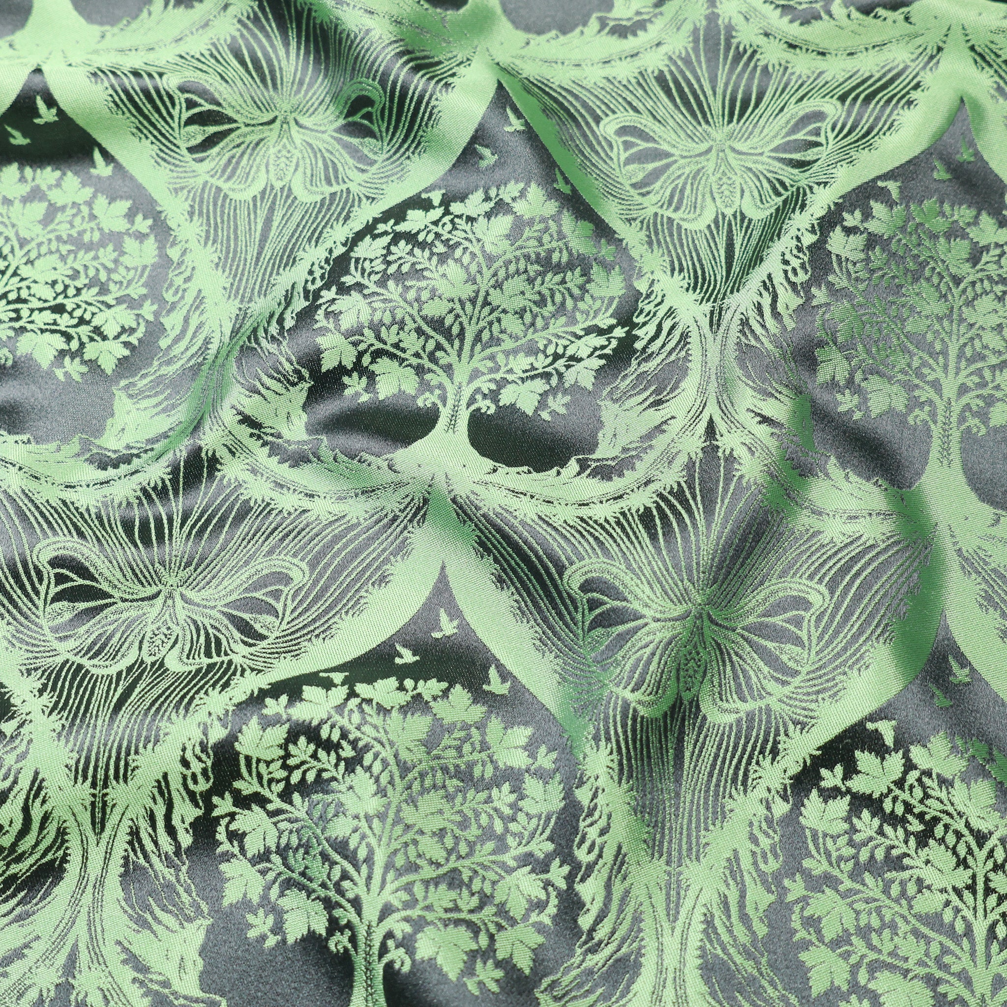 Silk Scarf Jacquard Silhouette Sericulture (Grey-Light Green)
