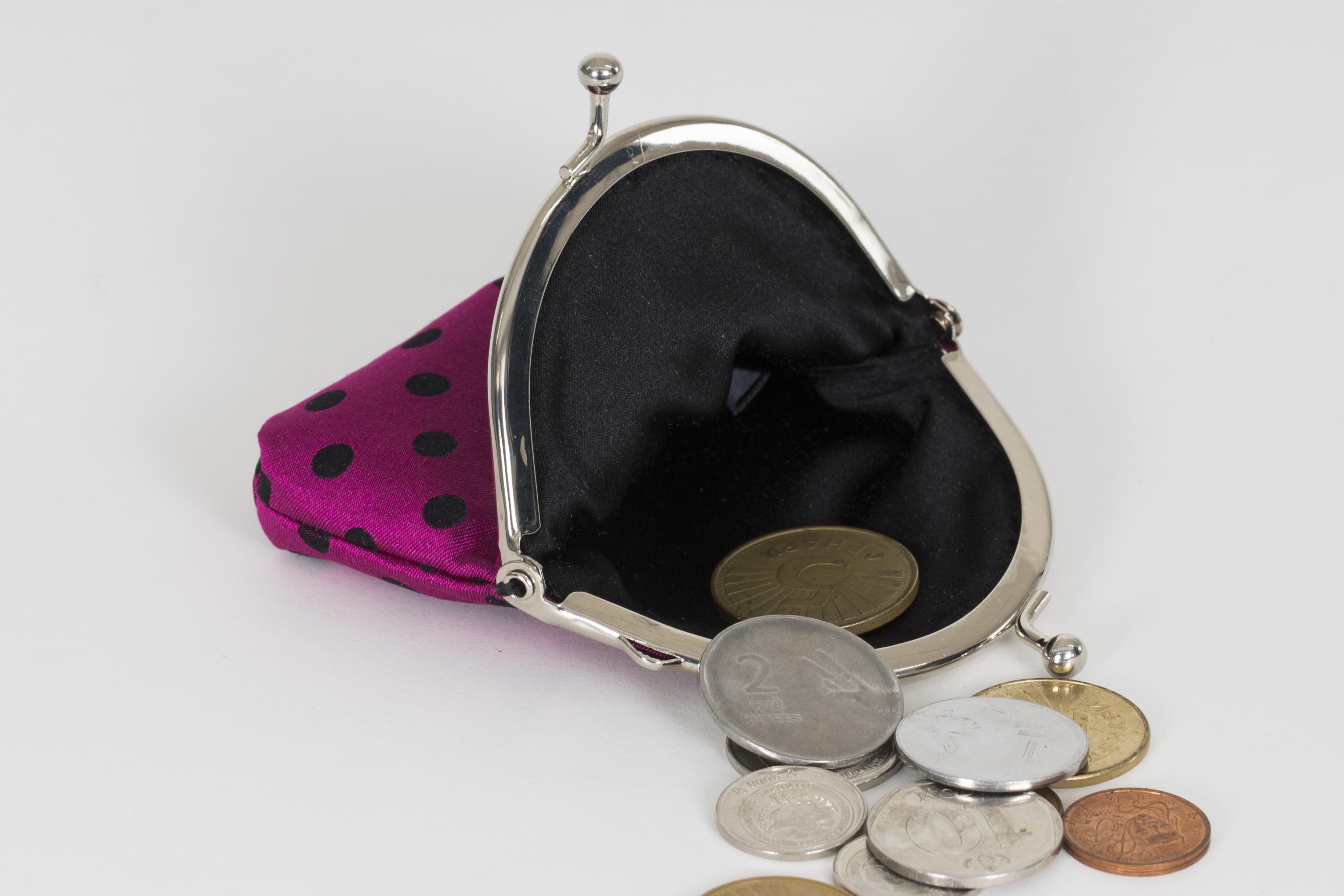 Purse (silk) jacquard polka dot "Punkte" pink – black