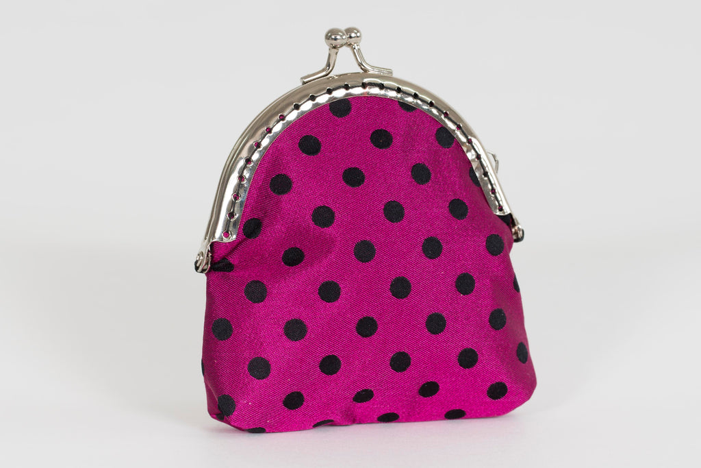 Purse (silk) jacquard polka dot "Punkte" pink – black