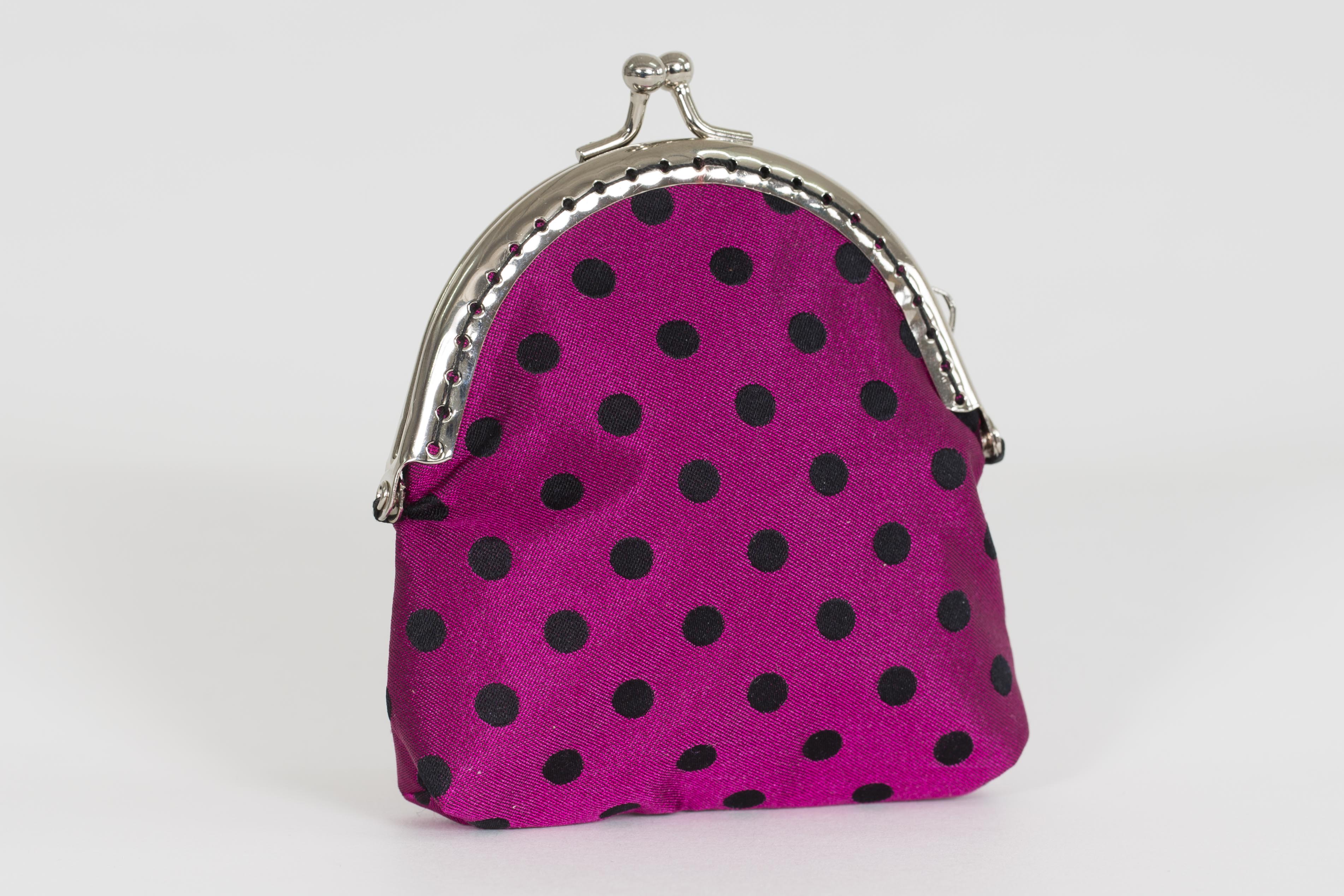 Purse (silk) jacquard polka dot "Punkte" pink – black